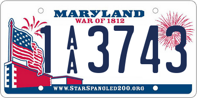 MD license plate 1AA3743