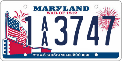 MD license plate 1AA3747