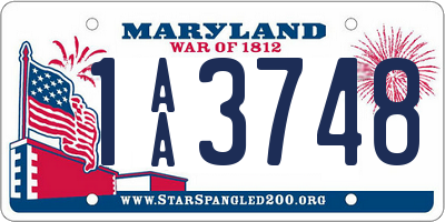 MD license plate 1AA3748