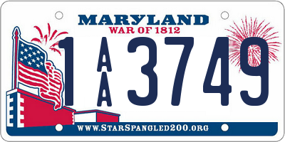 MD license plate 1AA3749