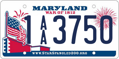 MD license plate 1AA3750