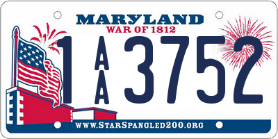 MD license plate 1AA3752