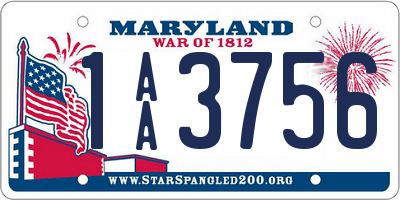 MD license plate 1AA3756