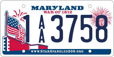 MD license plate 1AA3758