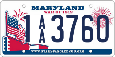 MD license plate 1AA3760