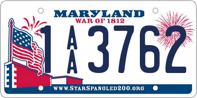 MD license plate 1AA3762