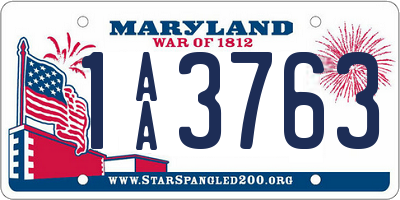 MD license plate 1AA3763