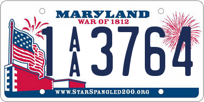 MD license plate 1AA3764