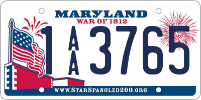 MD license plate 1AA3765