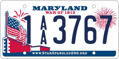 MD license plate 1AA3767