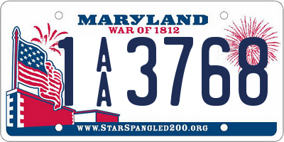 MD license plate 1AA3768