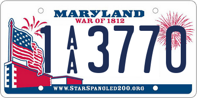 MD license plate 1AA3770