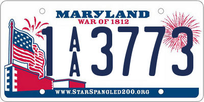 MD license plate 1AA3773