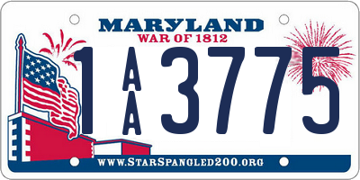 MD license plate 1AA3775