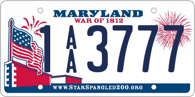 MD license plate 1AA3777