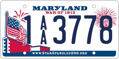 MD license plate 1AA3778