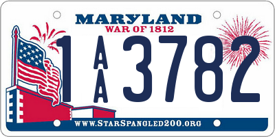 MD license plate 1AA3782