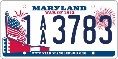 MD license plate 1AA3783