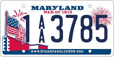 MD license plate 1AA3785