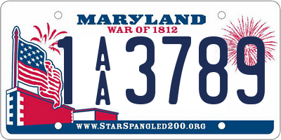 MD license plate 1AA3789