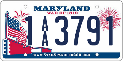 MD license plate 1AA3791