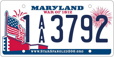 MD license plate 1AA3792