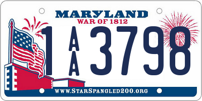 MD license plate 1AA3798