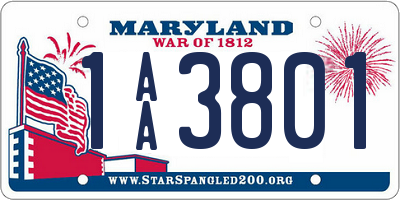 MD license plate 1AA3801