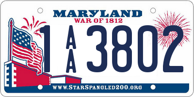 MD license plate 1AA3802