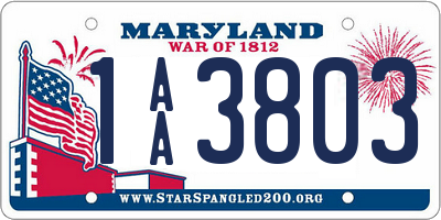 MD license plate 1AA3803