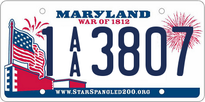 MD license plate 1AA3807