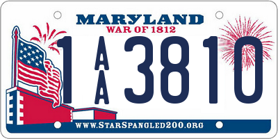 MD license plate 1AA3810