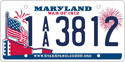 MD license plate 1AA3812