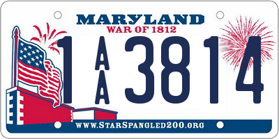 MD license plate 1AA3814