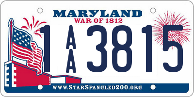 MD license plate 1AA3815