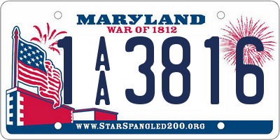 MD license plate 1AA3816