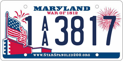 MD license plate 1AA3817