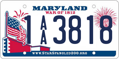 MD license plate 1AA3818