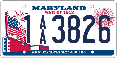 MD license plate 1AA3826