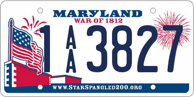 MD license plate 1AA3827