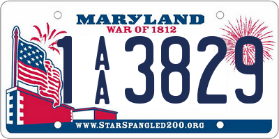 MD license plate 1AA3829