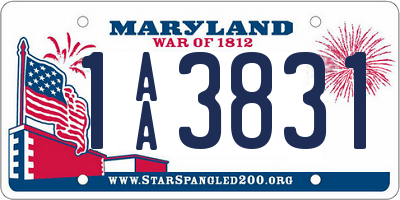 MD license plate 1AA3831