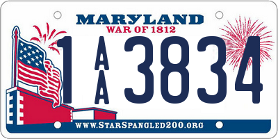 MD license plate 1AA3834