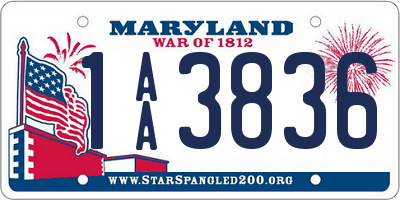 MD license plate 1AA3836