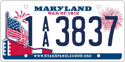 MD license plate 1AA3837