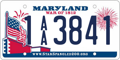 MD license plate 1AA3841