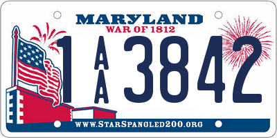 MD license plate 1AA3842