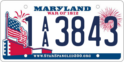 MD license plate 1AA3843