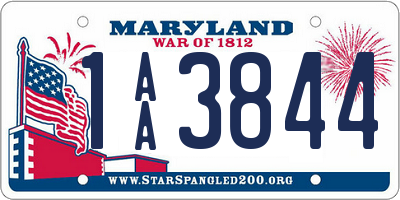 MD license plate 1AA3844