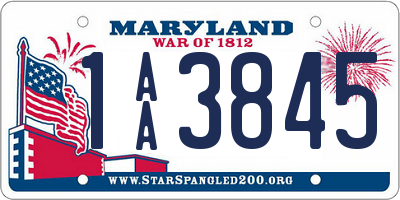 MD license plate 1AA3845